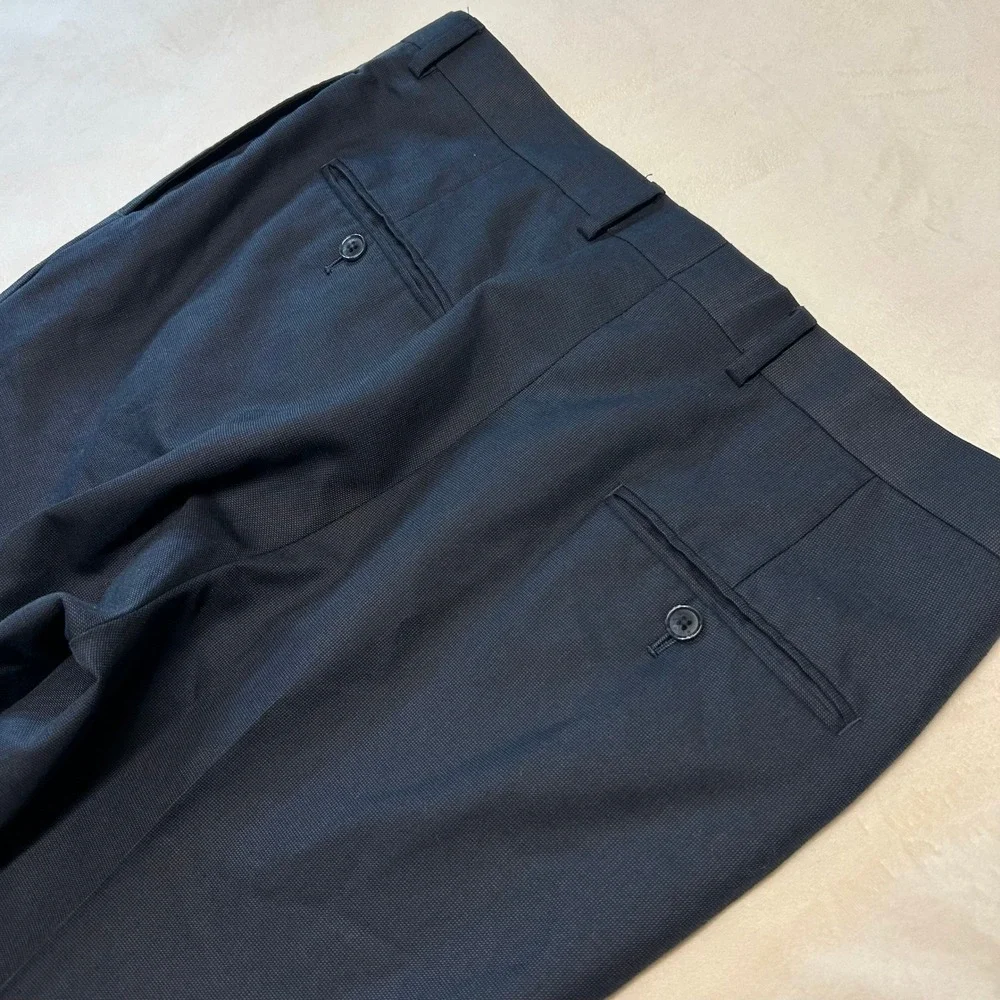 Tommy Hilfiger Mens Navy Blue Micro Texture Dress Pants Trousers 34x32